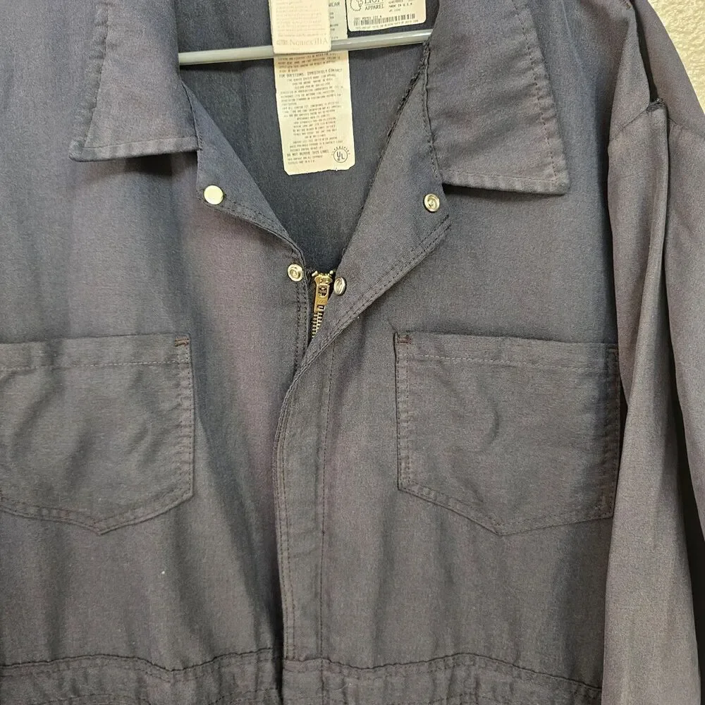 Vintage Lion Apparel Navy Coverall Made In USA Size XXLS Work Wear Mechanic W497